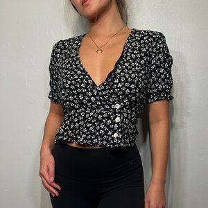 Revolve MINKPINK floral V-neck blouse